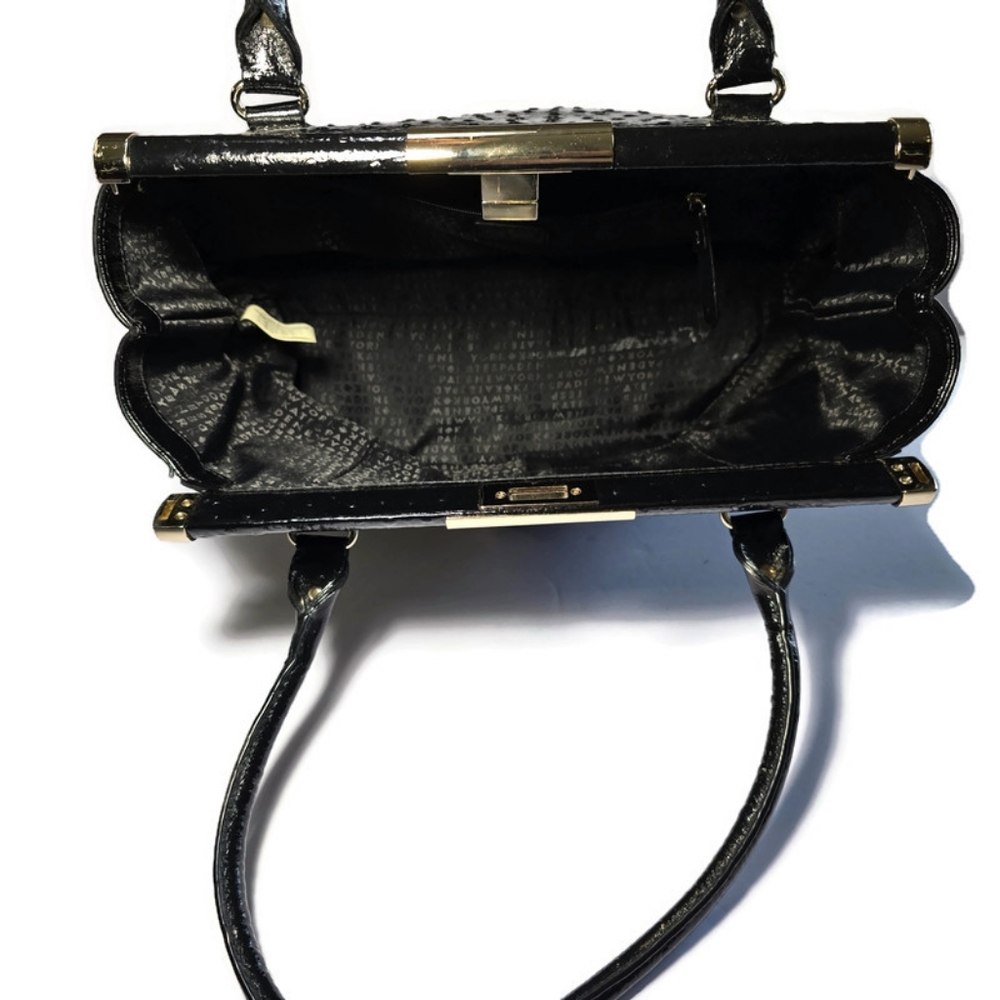 Kate Spade Knightsbridge Constance Leather Satchel Black Ostriche Patent, - Picture 7 of 16